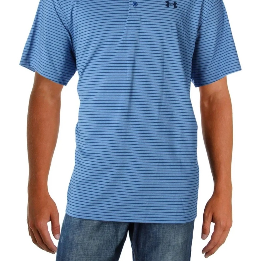 Under Armour Men's Polo in Blue and Black Stripes